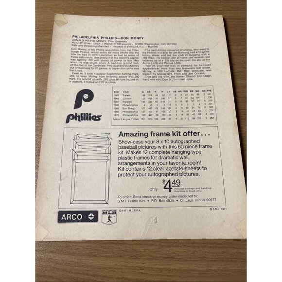 1971 Complete set of 12 Arco 8x10 Philadelphia Phillies Photo Cards Baseball VTG - Picture 16 of 16